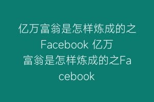 亿万富翁是怎样炼成的之Facebook 亿万富翁是怎样炼成的之Facebook