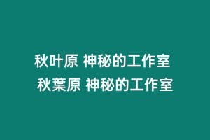 秋叶原 神秘的工作室 秋葉原 神秘的工作室