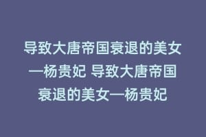 导致大唐帝国衰退的美女—杨贵妃 导致大唐帝国衰退的美女—杨贵妃