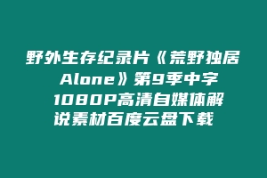 野外生存纪录片《荒野独居 Alone》第9季中字 1080P高清自媒体解说素材百度云盘下载