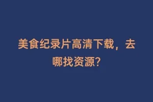 美食纪录片高清下载，去哪找资源？