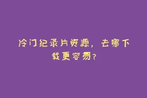 冷门纪录片资源，去哪下载更容易？