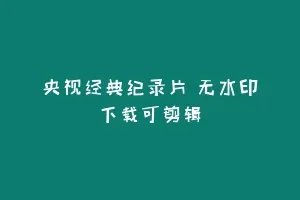 央视经典纪录片 无水印下载可剪辑
