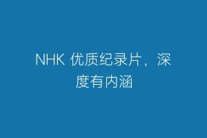 NHK 优质纪录片，深度有内涵