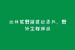 丛林荒野搭建纪录片，野外生存挑战