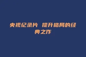 央视纪录片 提升格局的经典之作