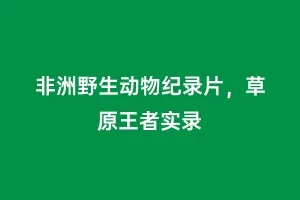非洲野生动物纪录片，草原王者实录