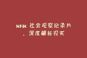 NHK 社会观察纪录片,深度解析现实缩略图 NHK 社会观察纪录片,深度解析现实