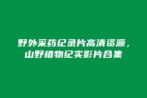 野外采药纪录片高清资源,山野植物纪实影片合集缩略图 野外采药纪录片高清资源,山野植物纪实影片合集
